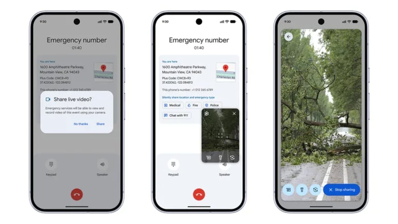 Usuarios de Android 8 o superior pueden compartir imágenes en directo con policías, bomberos o personal médico. (Google)