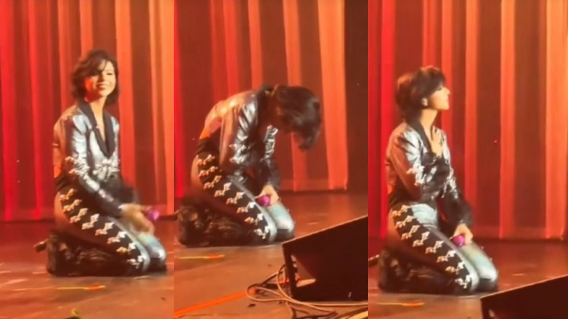 Ángela también agradeció a sus músicos en el escenario. (Captura de pantalla TikTok)