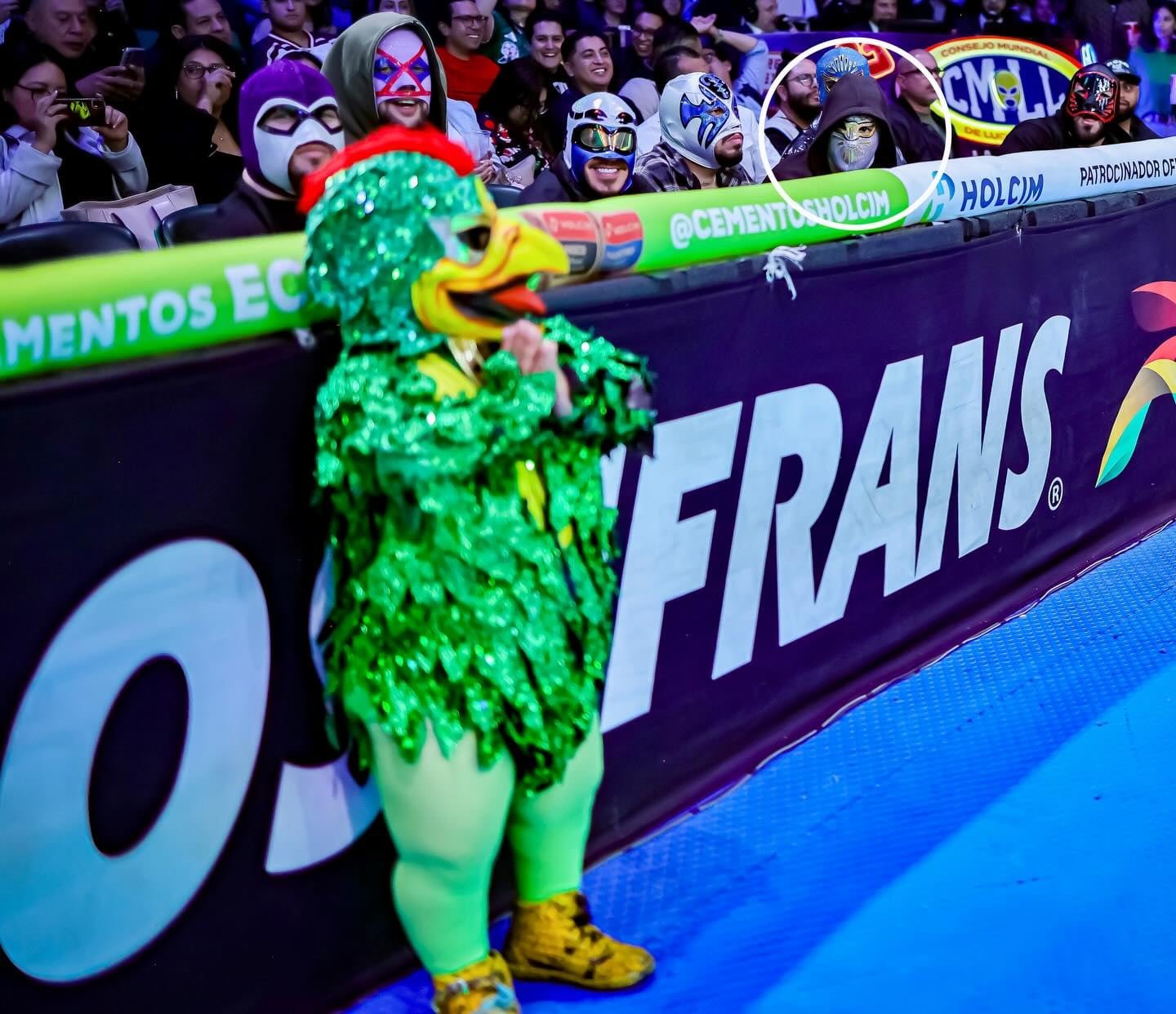 El cantante intentó pasar desapercibido utilizando una máscara de luchador.