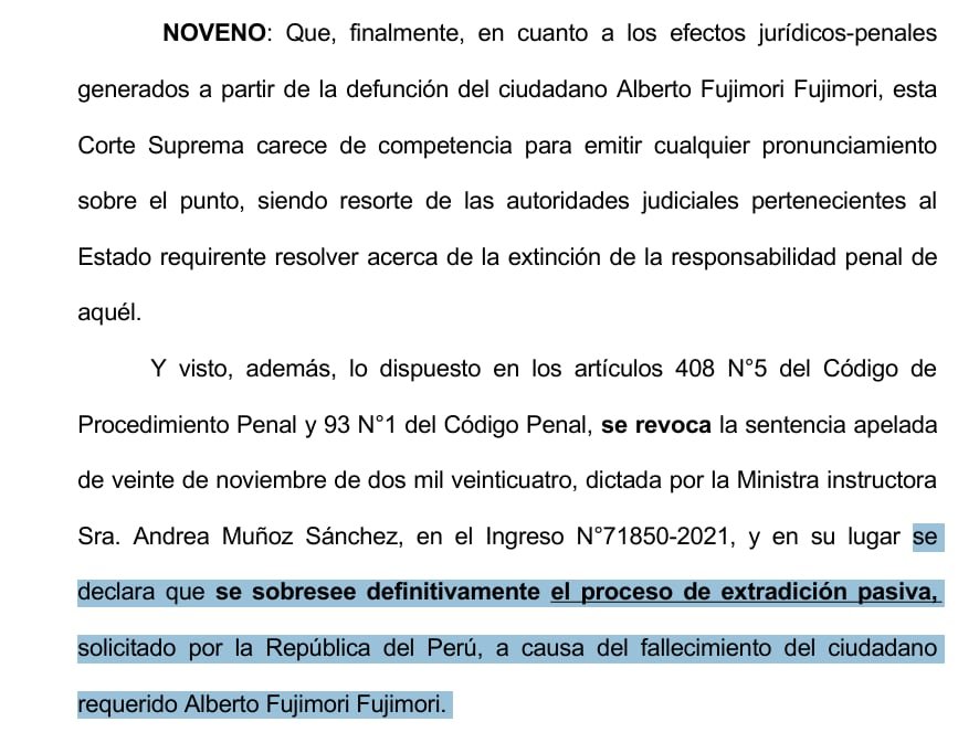 Chile archive el proceso de extradición de Alberto Fujimori