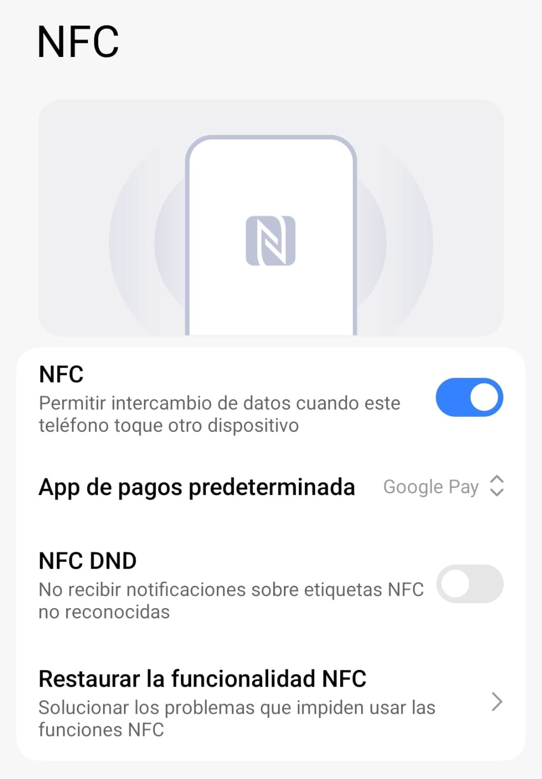 En este apartado se configura la app para pagos y otras opciones. (Foto: Android)