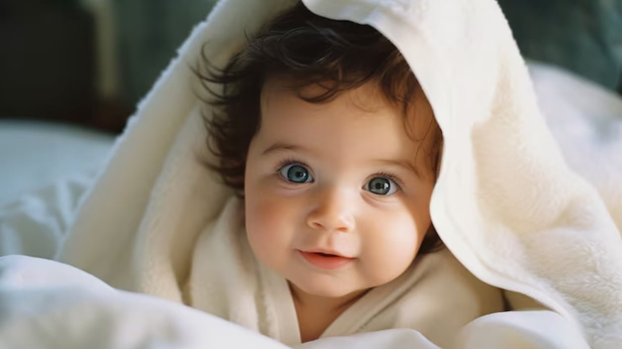 Bebé con ojos azules