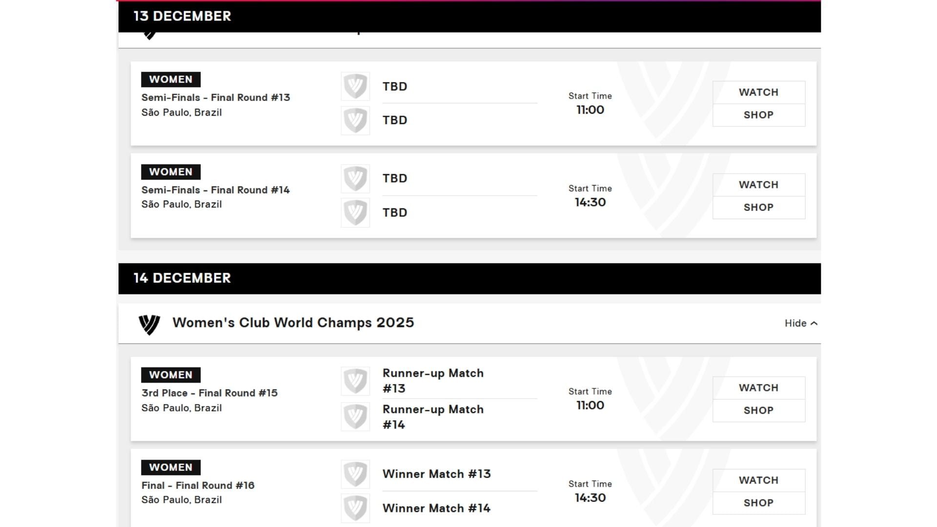 Programación de las semifinales y finales del Mundial de Clubes de vóley 2025.