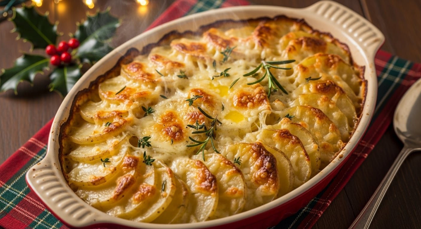 La receta de papas gratinadas destaca por su textura cremosa, ideal para acompañar carnes secas como pavo o roast beef en Navidad. (Imagen Ilustrativa Infobae)