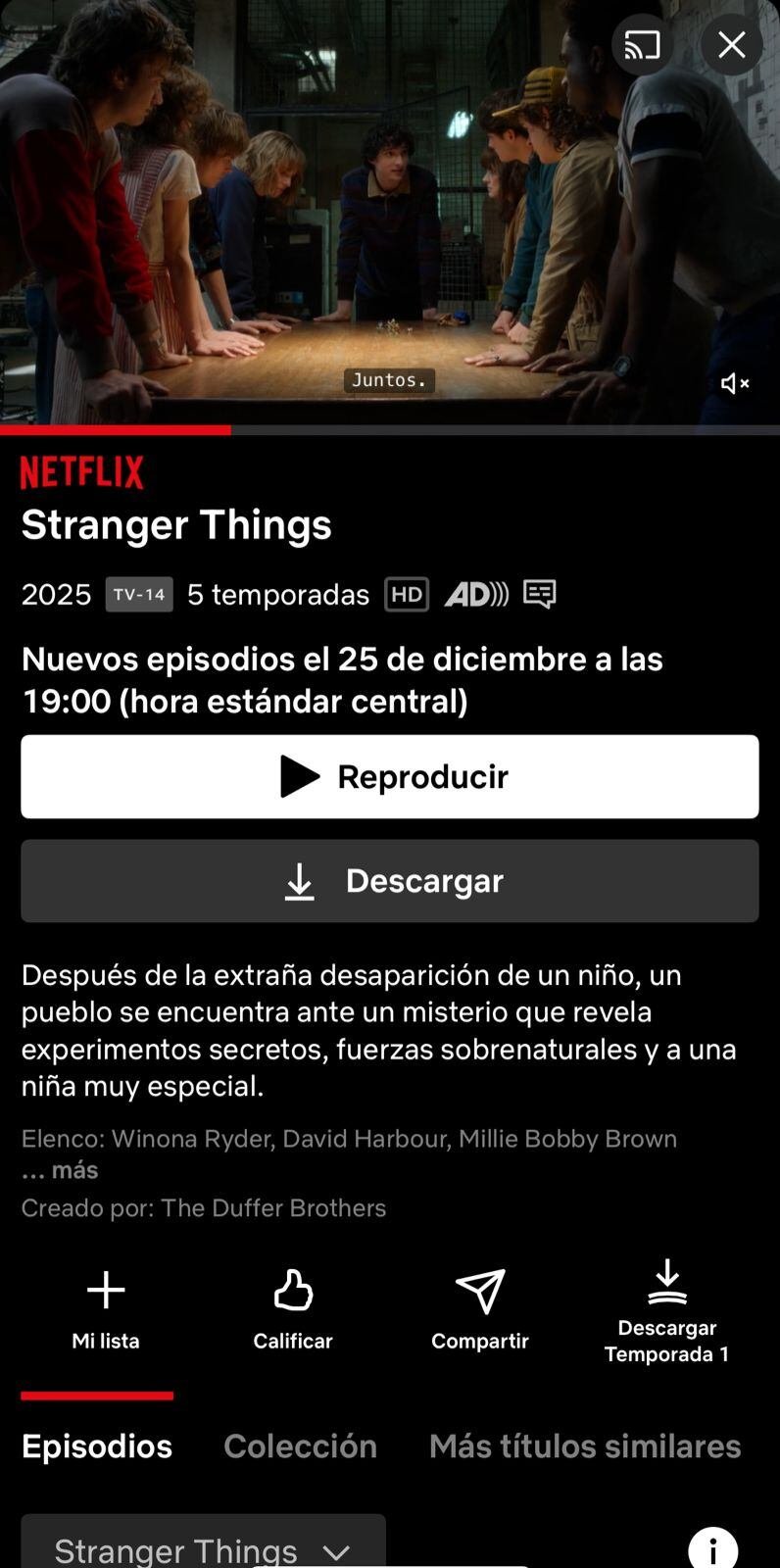 Los usuarios confirmaron que la hora de estreno del Vol. 2 de la quinta temporada de Stranger Things ya había sido actualizada por la plataforma. (Captura de pantalla plataforma Netflix)