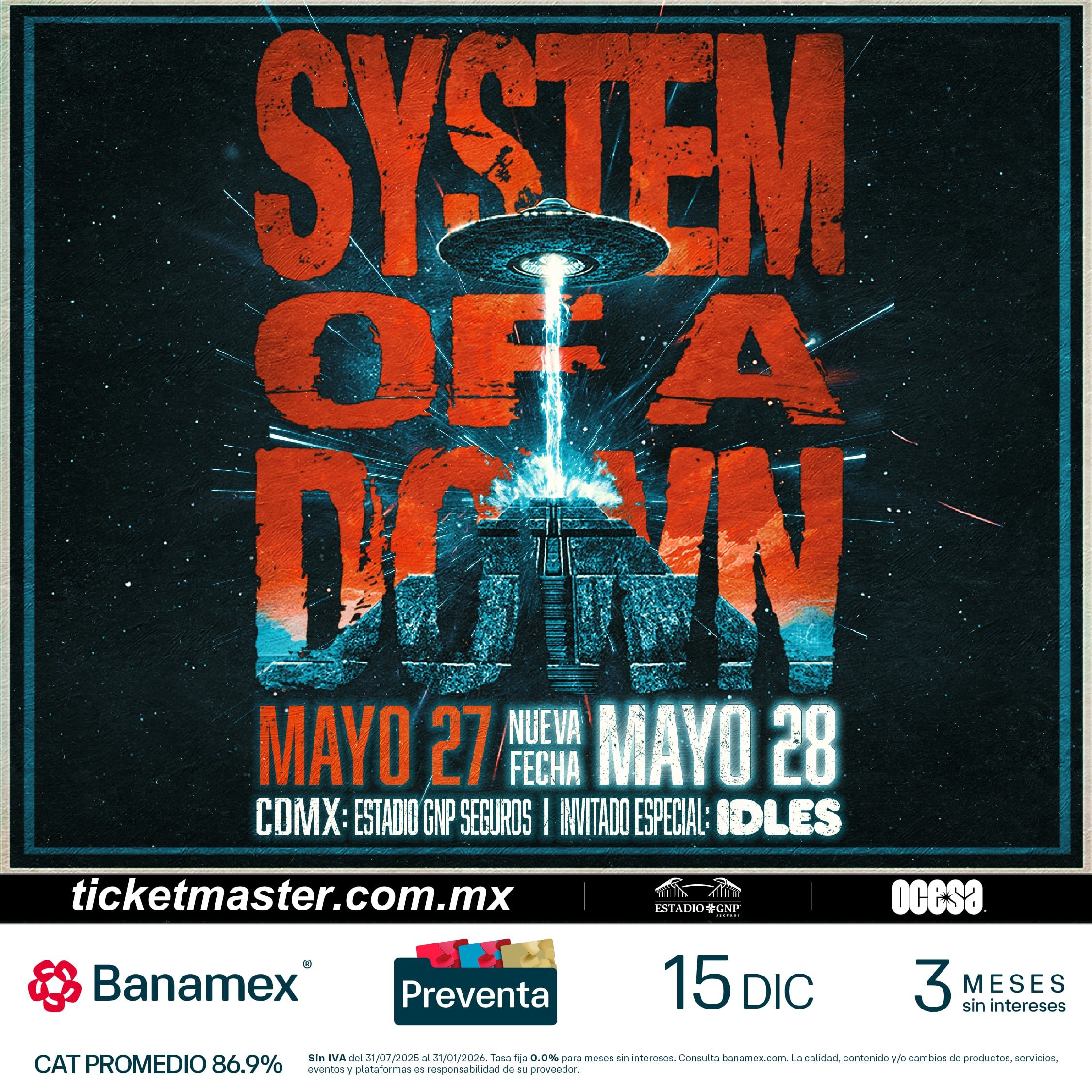 La banda estadounidense suma una nueva presentación el 28 de mayo en el Estadio GNP Seguros, con IDLES como invitado especial (Ocesa)