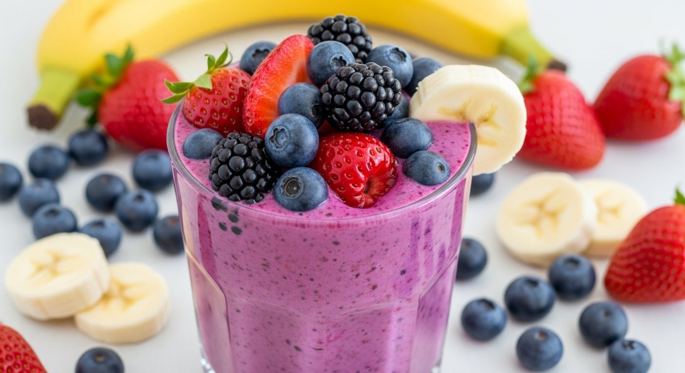 Mezclar frutos rojos con banana proporciona un licuado energético que protege la salud vascular y combate el envejecimiento celular - (Imagen Ilustrativa Infobae)