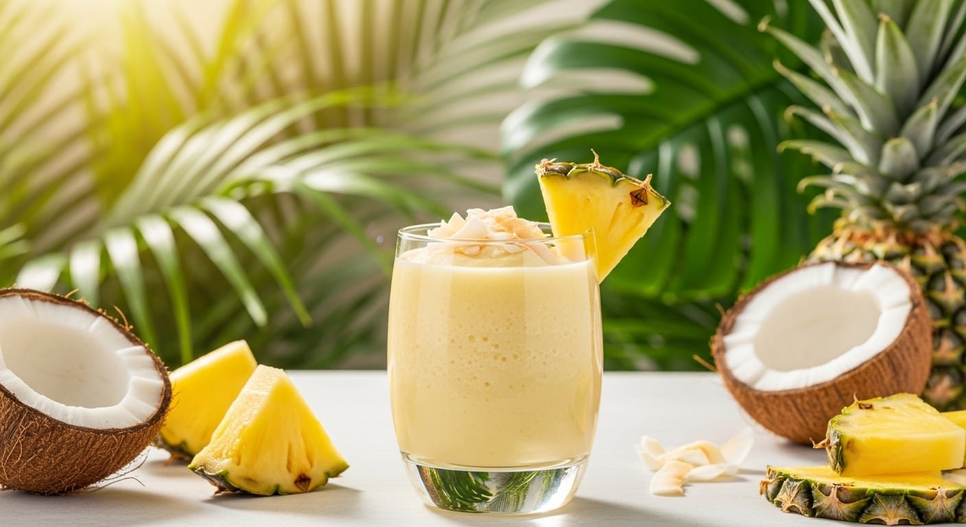 El licuado de ananá y coco ofrece fibra, vitaminas y grasas saludables, favoreciendo la digestión y el bienestar cardiovascular - (Imagen Ilustrativa Infobae)