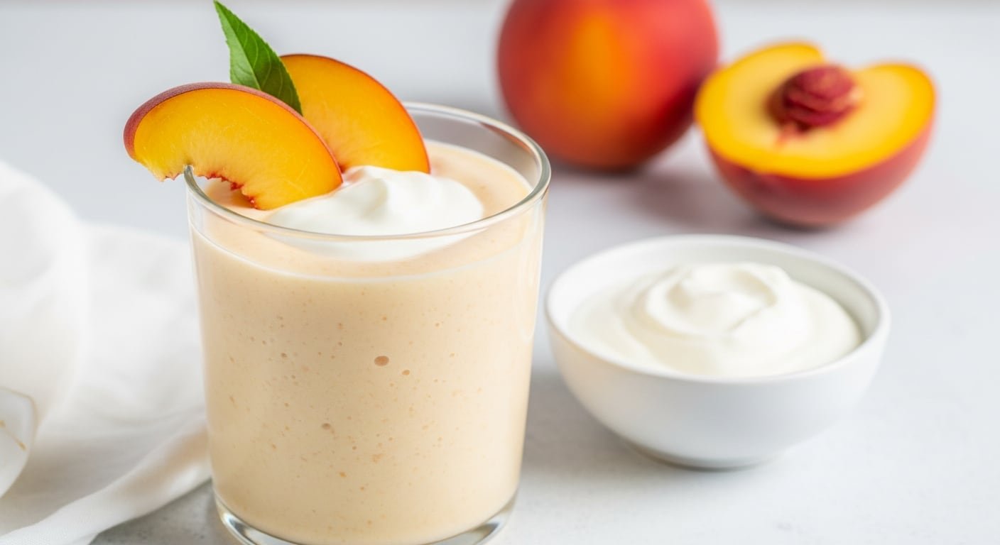 Combinar durazno y yogur en un licuado suma fibra, antioxidantes y probióticos, mejorando la salud digestiva e inmunológica - (Imagen Ilustrativa Infobae)