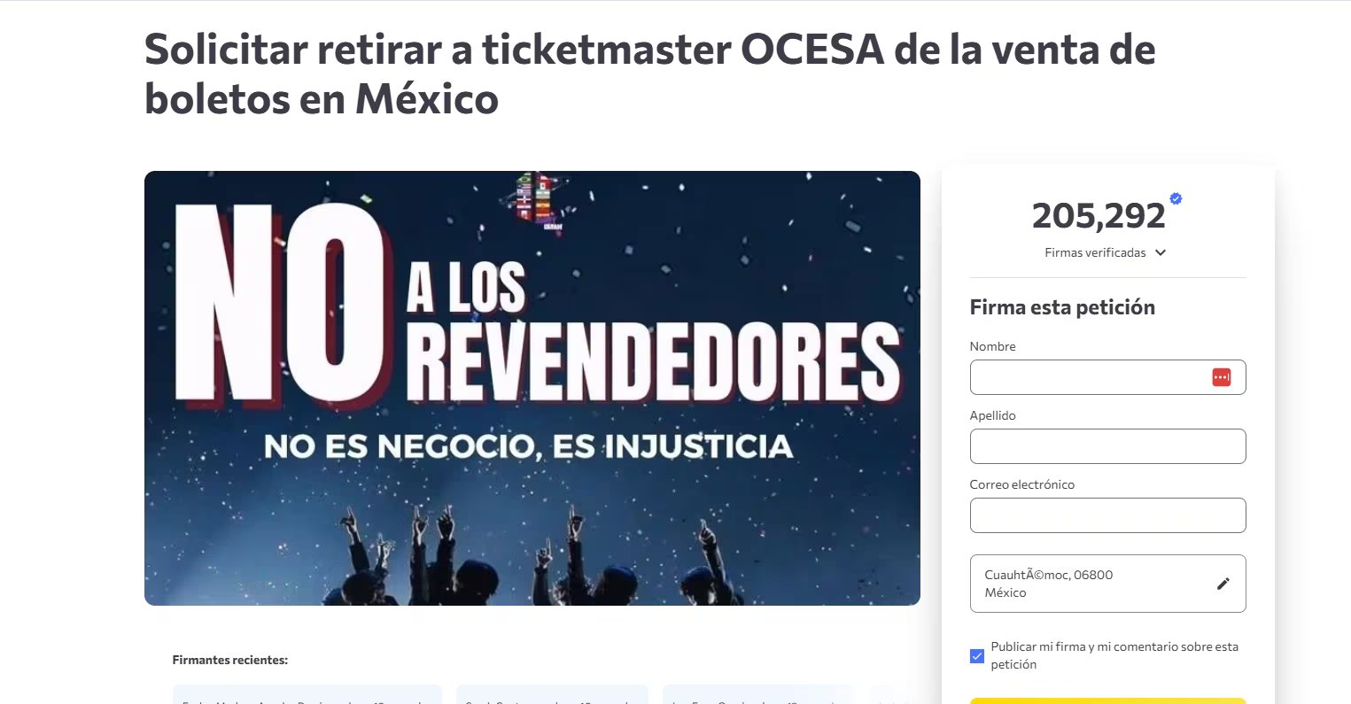 ARMY lanzó una petición en change.org (Captura de pantalla)