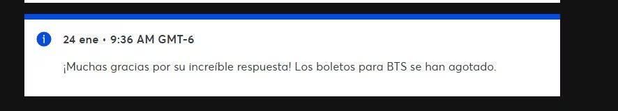 La boletera anunció el sold out(Captura de pantalla/Ticketmaster)