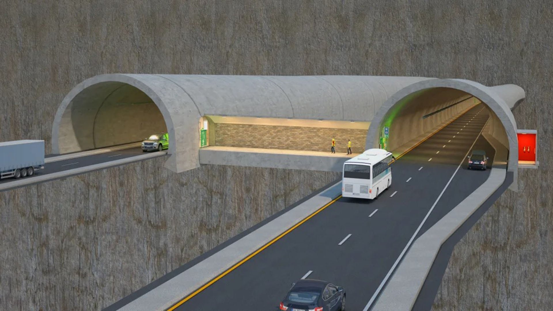 La construcción de Rogfast incluye dos tubos independientes con dos carriles cada uno, destinados exclusivamente al tráfico rodado (Skanska)