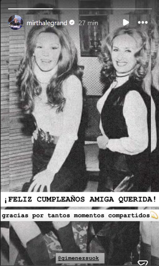 Mirtha optó por homenajearla con una foto de su pasado