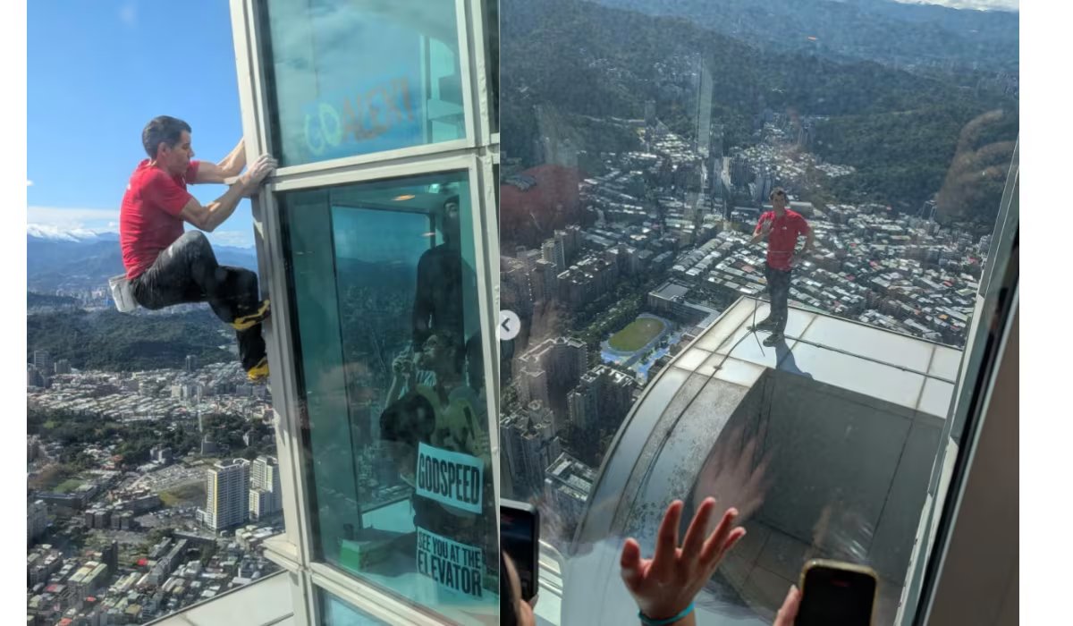 Los trabajadores de Google tenían preparados carteles con mensajes de aliento para el escalador. (Instagram: sundarpichai)