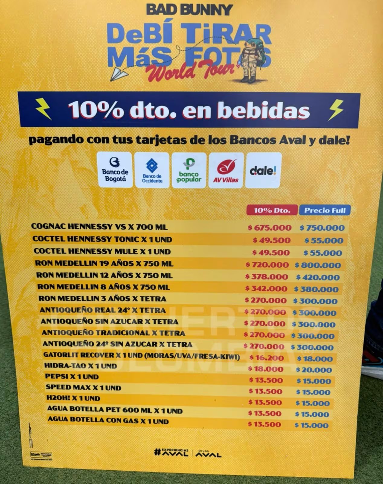 En redes sociales comenzaron a circular los precios de las bebidas dentro del estadio Atanasio Giradot para los conciertos en Medellín, generando debate - crédito @Juanjo_guerrero/X