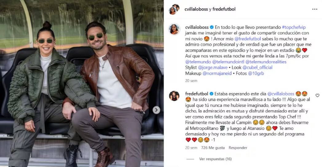 La pareja continúa con sus fotografías en redes sociales, por lo que la ruptura hace parte de una especulación y los fans están esperando una confirmación - crédito @cvillaloboss/ Instagram