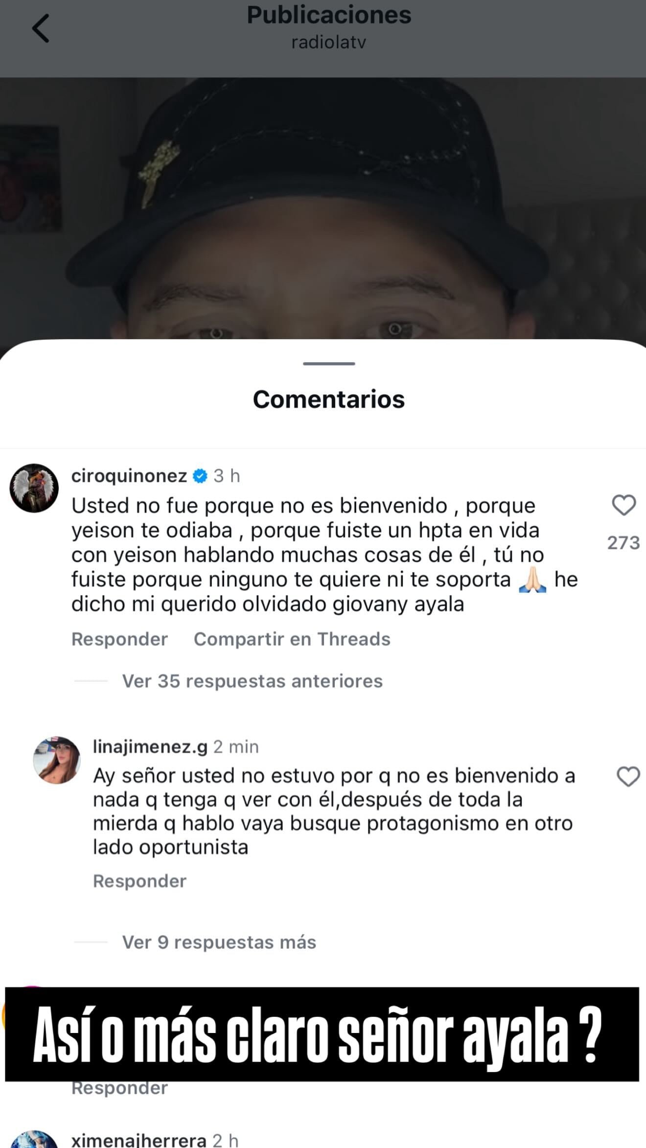 Ciro Quiñonez aseguró que la mala relación de Ayala con Yeison Jiménez fue el motivo por el que no lo invitaron al homenaje en el Movistar Arena - crédito @ciroquinonez/Instagram