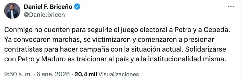 Daniel Briceño aseguró que no le seguirá el 