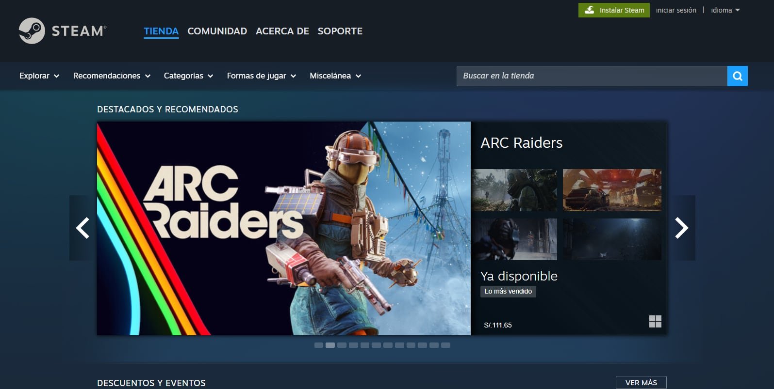 Página web de Steam. 
(store.steampowered.com)
