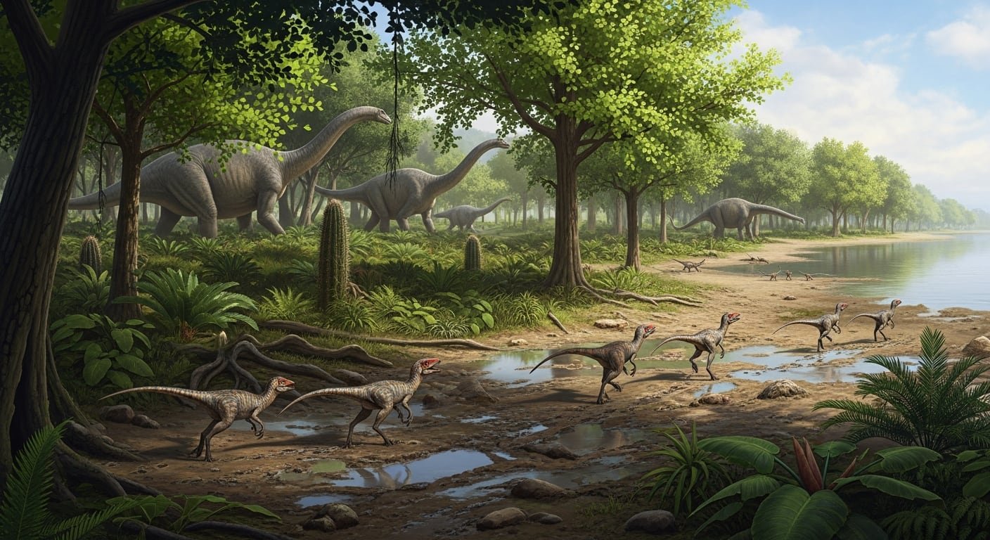El descubrimiento revela la convivencia de distintas especies y tamaños de dinosaurios en un ecosistema ribereño dinámico (Imagen Ilustrativa Infobae)