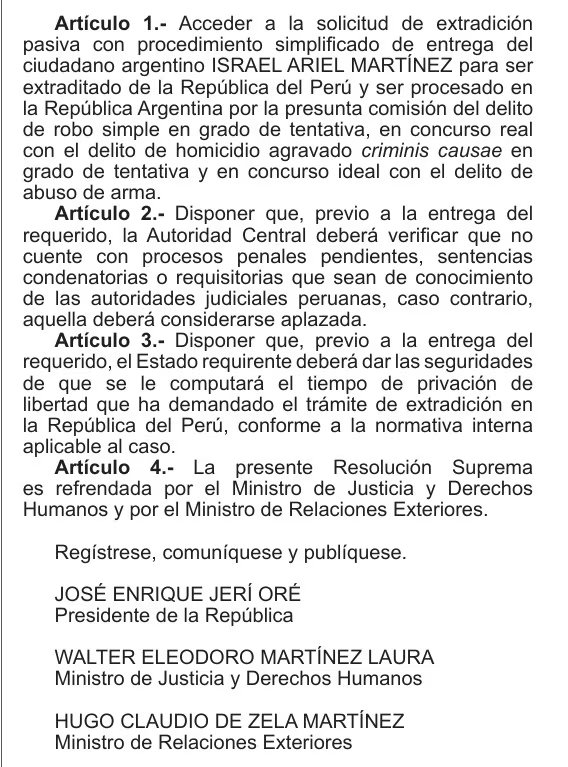 Gobierno peruano aprueba extradición de Pequeño J
