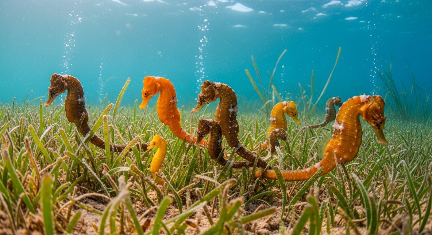 La dieta especializada de los caballitos de mar en la laguna consiste principalmente en pequeños crustáceos y plancton capturados con gran eficacia (Imagen Ilustrativa Infobae)