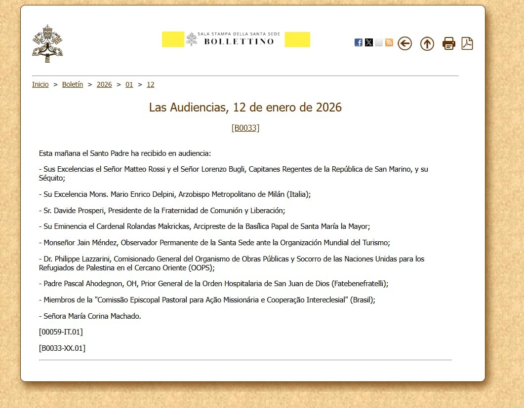 El boletín informativo publicado en la página web de la Santa Sede