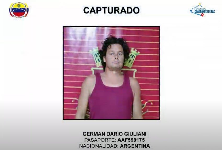 Gernám Darío Giuliani, otro argentino detenido por la Dictadura venezolana
