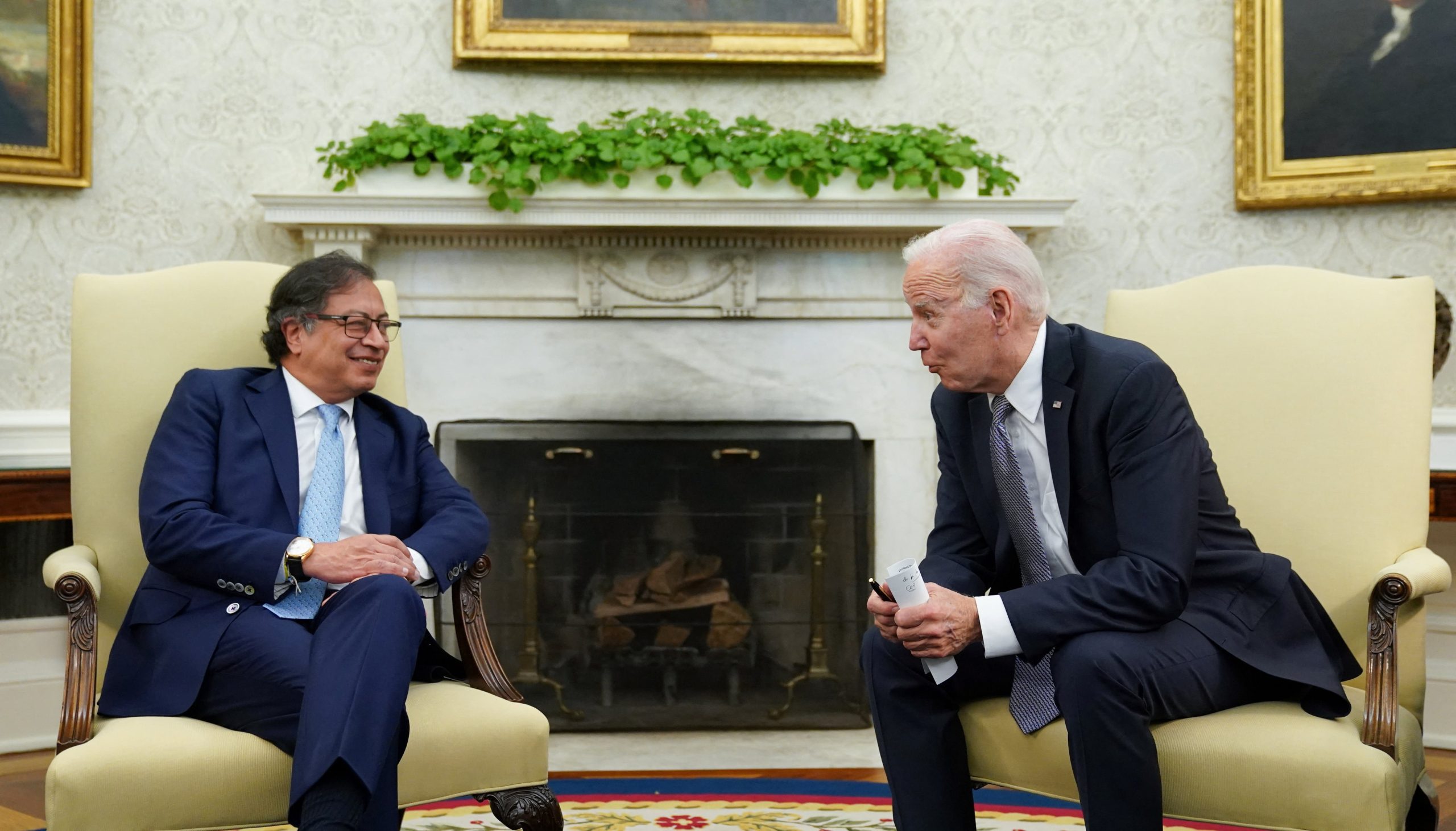 Gustavo Petro y Joe Biden destacaron en la Casa Blanca la urgencia de reforzar la lucha contra el cambio climático y la transición energética - crédito Kevin Lamarque/Reuters