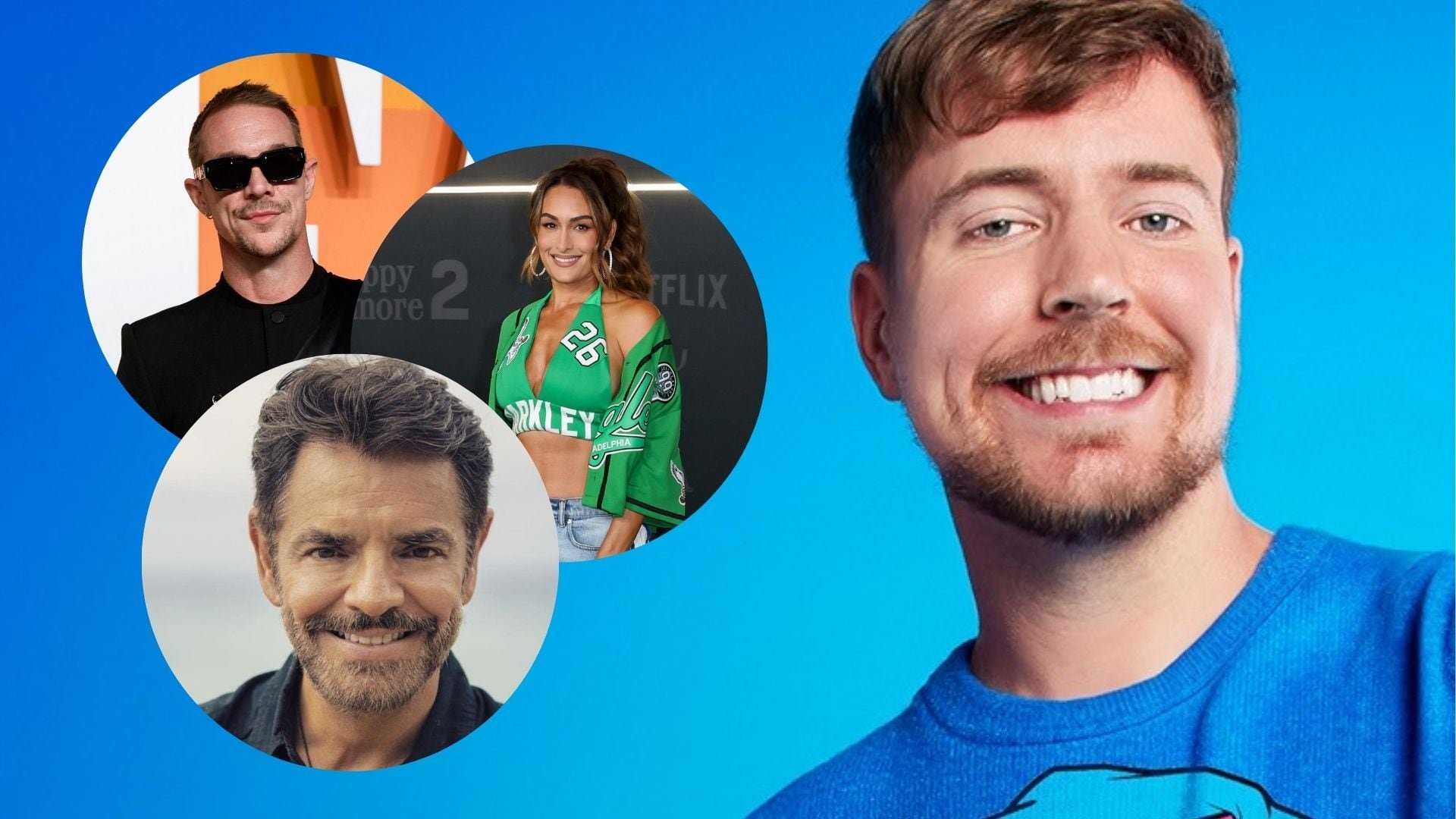 De Diplo a Eugenio Derbez: las 30 celebridades que competirán en un nuevo video de MrBeast (Composición/Prime Video/Agencias)