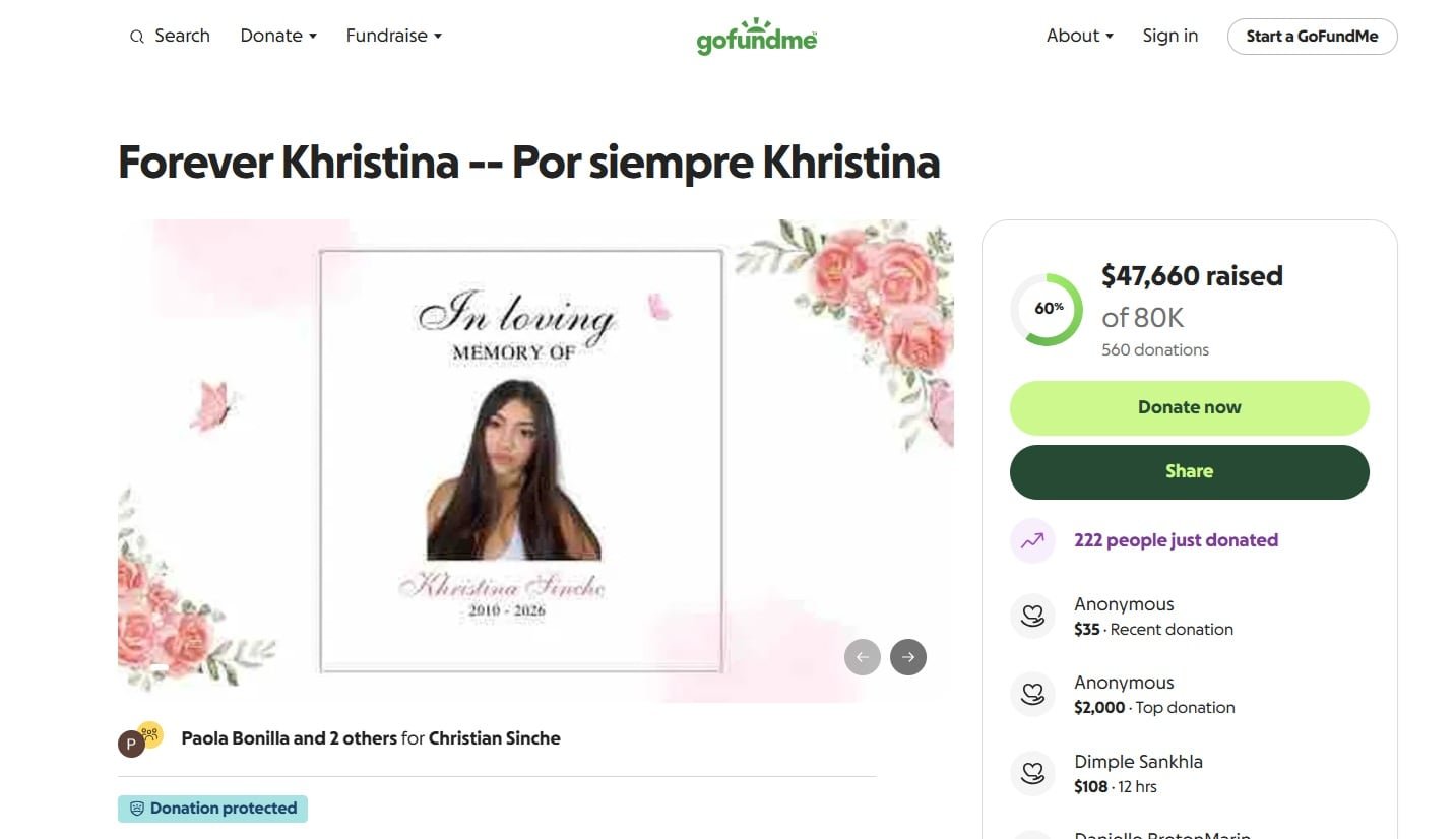 Khristina Sinche Fontanez estaba de paseo junto a su familia en Colombia - crédito GofundMe/sitio web