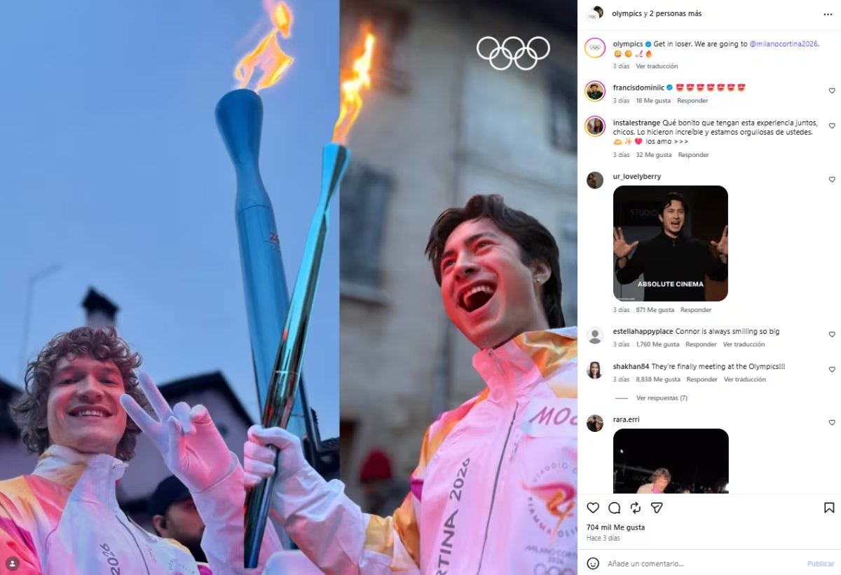 La antorcha olímpica recorre las calles de Milán en manos de los actores de 