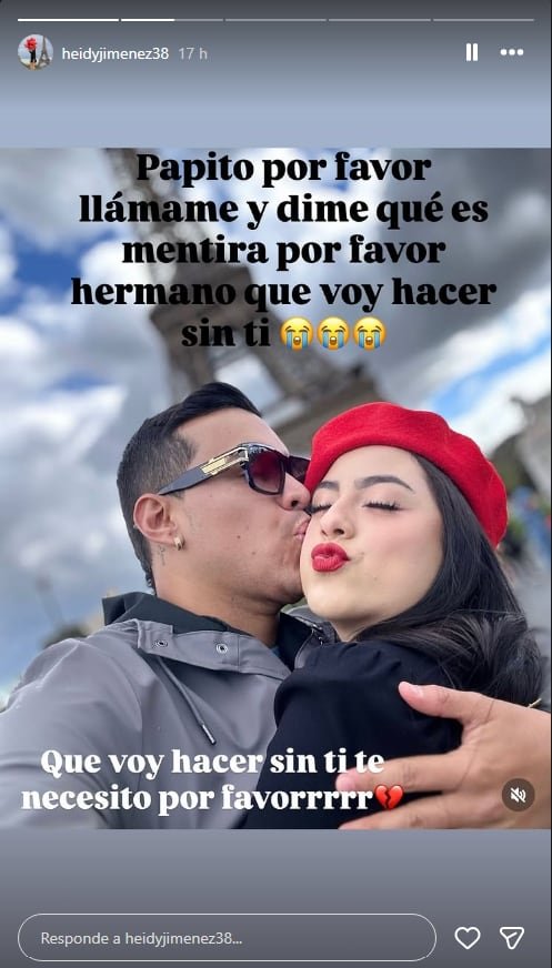 Heidy Jiménez, hermana del artista fallecido Yeison Jiménez, realizó tristes mensajes en medio de su duelo - crédito @heidyjimenez38/Instagram