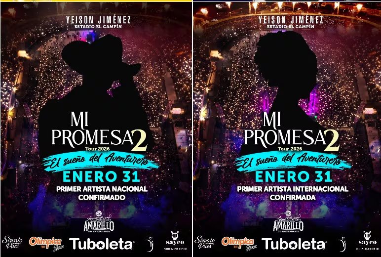 La organización del homenaje en El Campín publicó siluetas de artistas en redes sociales, invitando al público a adivinar quiénes estarán en el escenario - crédito @eventossirvalopues/ Instagram