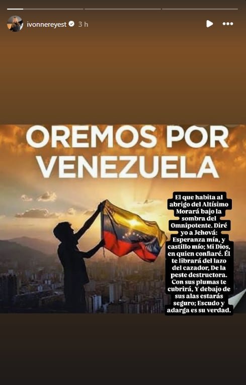 Ivonne Reyes reacciona a la captura de Maduro en Instagram