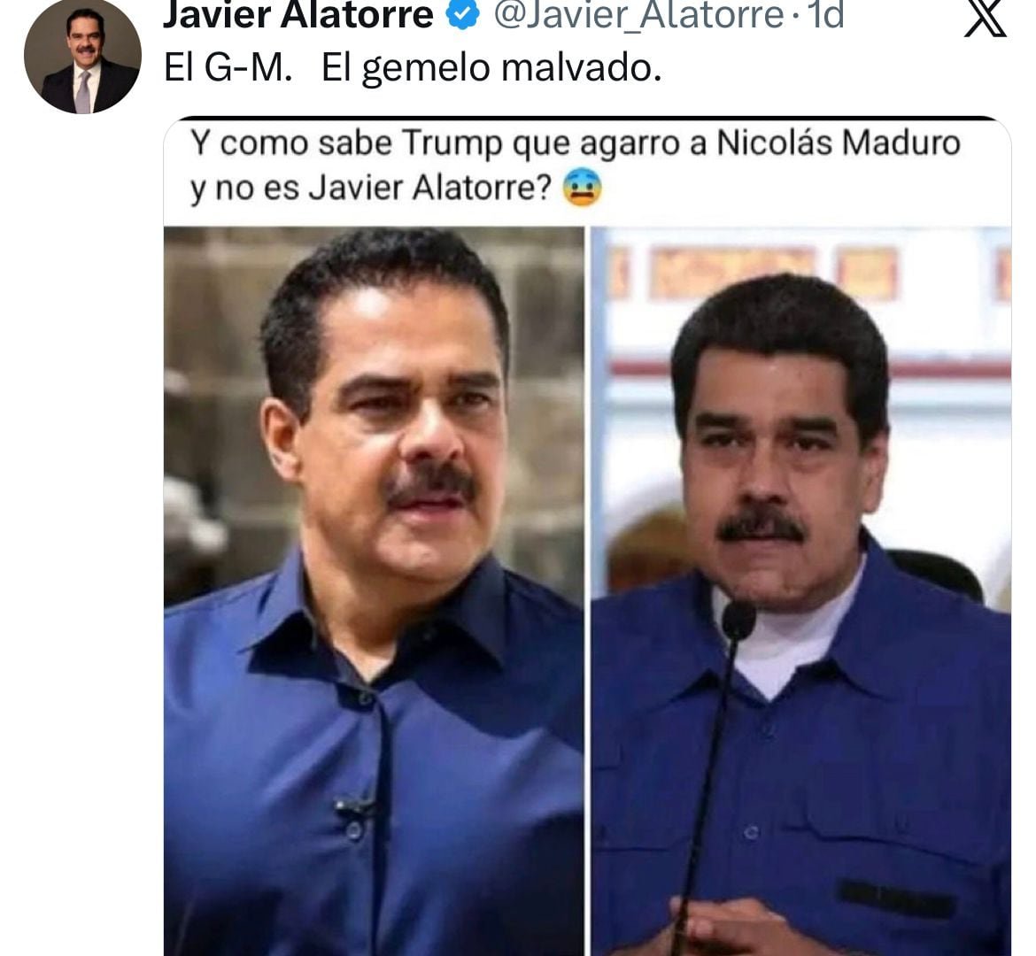 Javier Alatorre se vuelve tendencia ante la comparecencia de Nicolás Maduro en EEUU
(X)