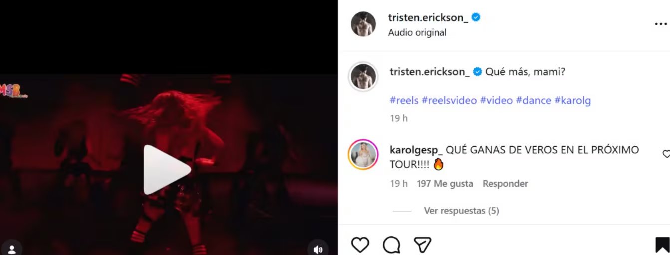 El bailarín Tristen Erickson insinúa el posible anuncio del Tropitour de Karol G en sus publicaciones - crédito @tristen.erickson_/ Instagram