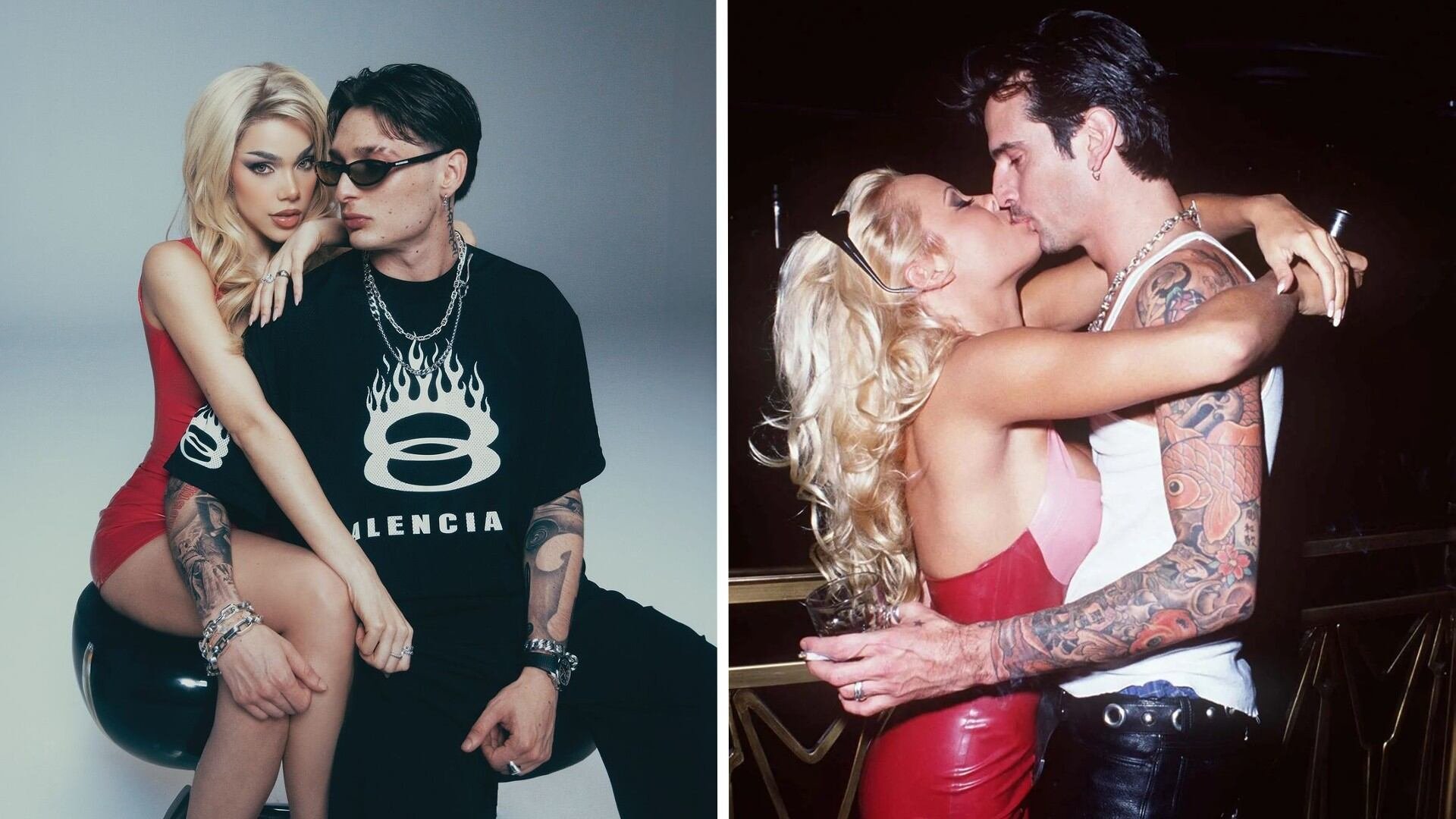 Peso Pluma y Kenia Os rinden homenaje a Tommy Lee & Pamela Anderson. (Capturas: X)