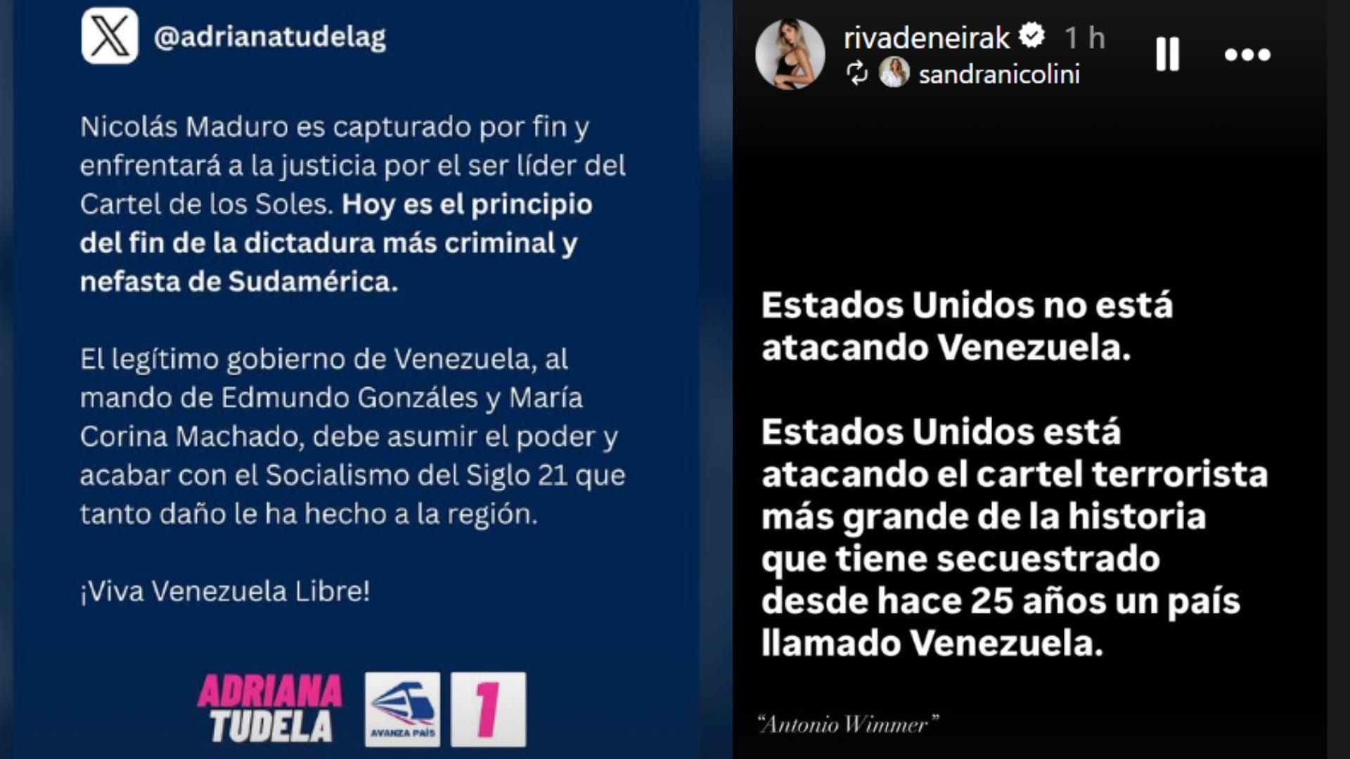 Korina Rivadeneira celebra caída de Nicolás Maduro. IG