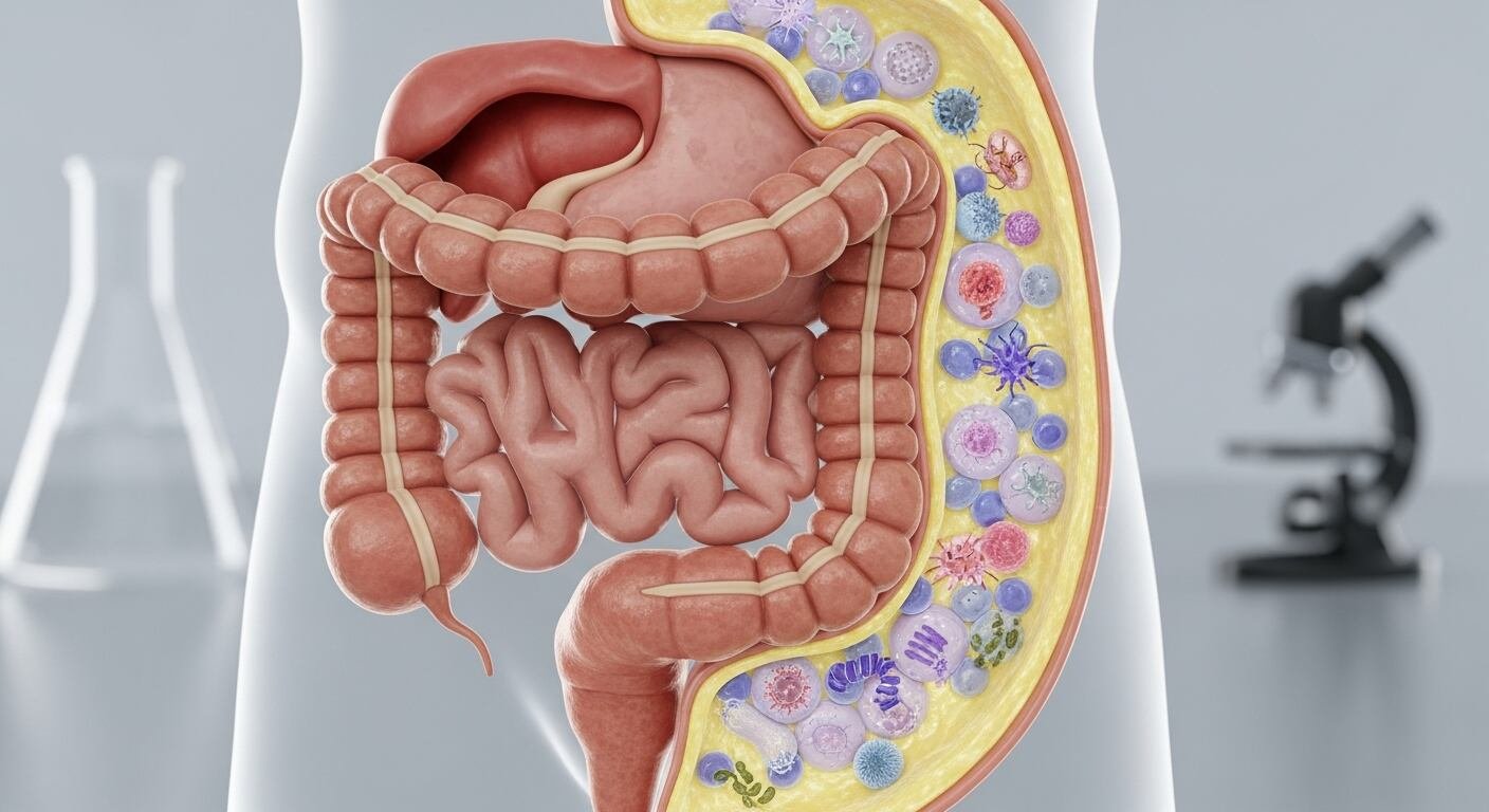 Los científicos comprobaron que señales bacterianas estimulan a la grasa cerca del colon para producir proteínas que activan defensas locales (Imagen Ilustrativa Infobae)
