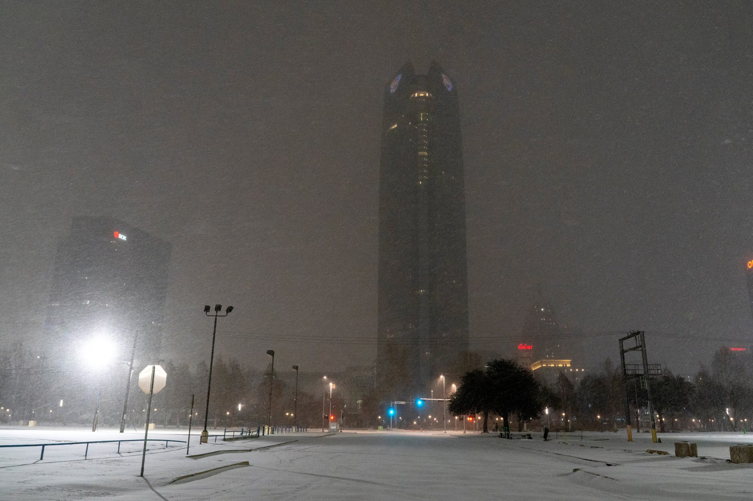 La nevada sobre la silueta de Oklahoma City (REUTERS/Nick Oxford)