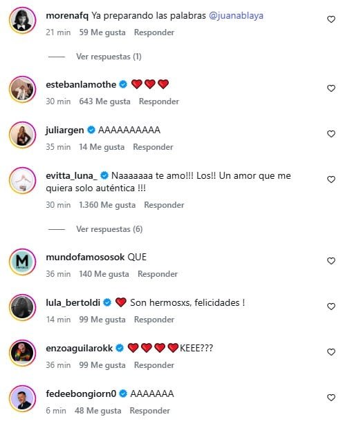 La emoción y la alegría dominaron los comentarios, donde amigos íntimos y fans expresaron su sorpresa y felicidad por la pareja