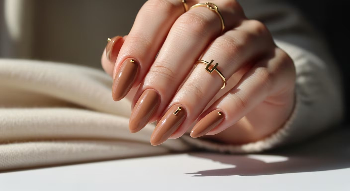 El tono mocha mousse de base marrón clara destaca como opción neutral y elegante para manicuras adaptables a diferentes largos y formas de uñas - (Imagen Ilustrativa Infobae)