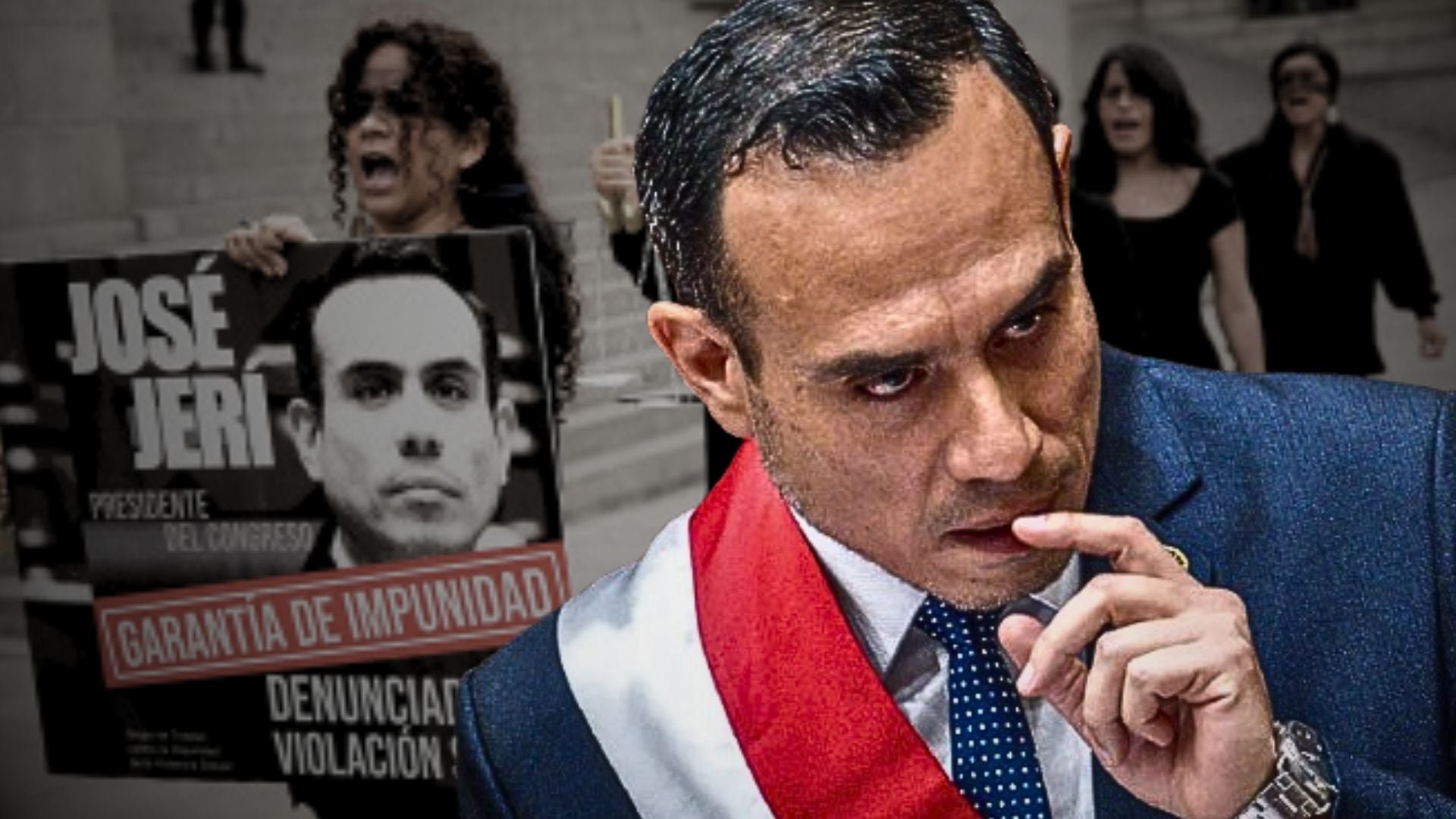 El caso fue cerrado por el fiscal Tomás Gálvez alegando falta de indicios, en medio de un clima político convulsionado por la vacancia de Dina Boluarte y el ascenso de Jerí al poder. | Composición Infobae Perú/