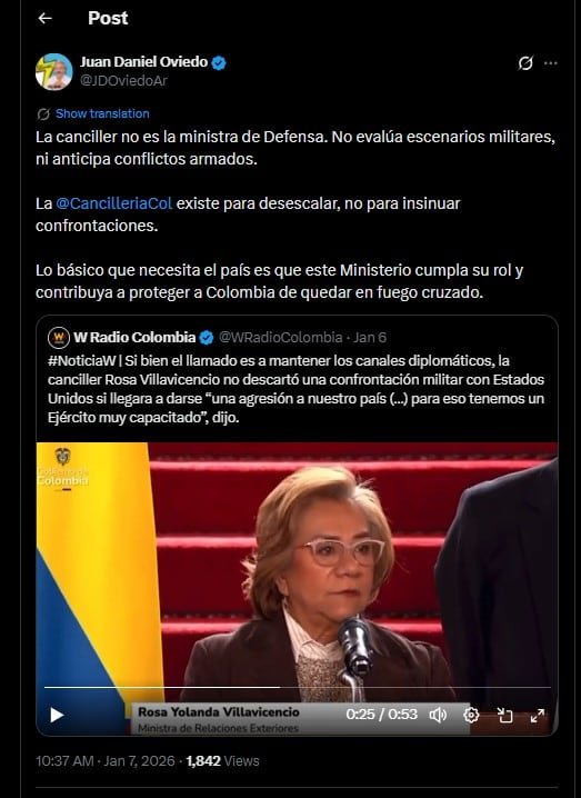 Juan Daniel Oviedo también criticó a Villavicencio en su cuenta de la red social X - crédito @JDOviedoAr