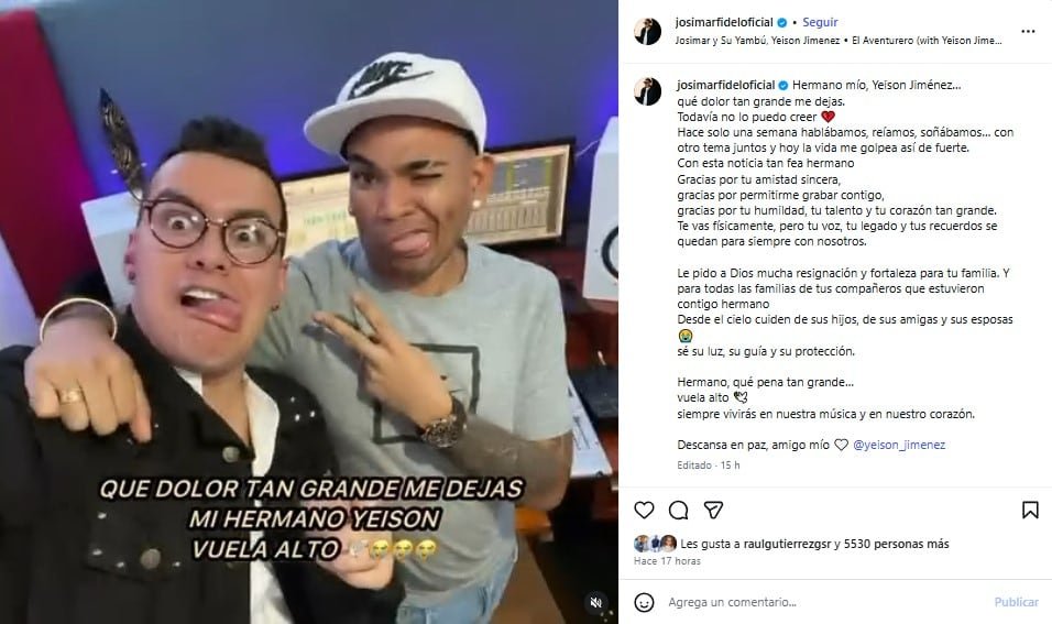 Murió Yeison Jiménez: Yahaira Plasencia, Josimar y Daniela Darcourt se despiden del colombiano