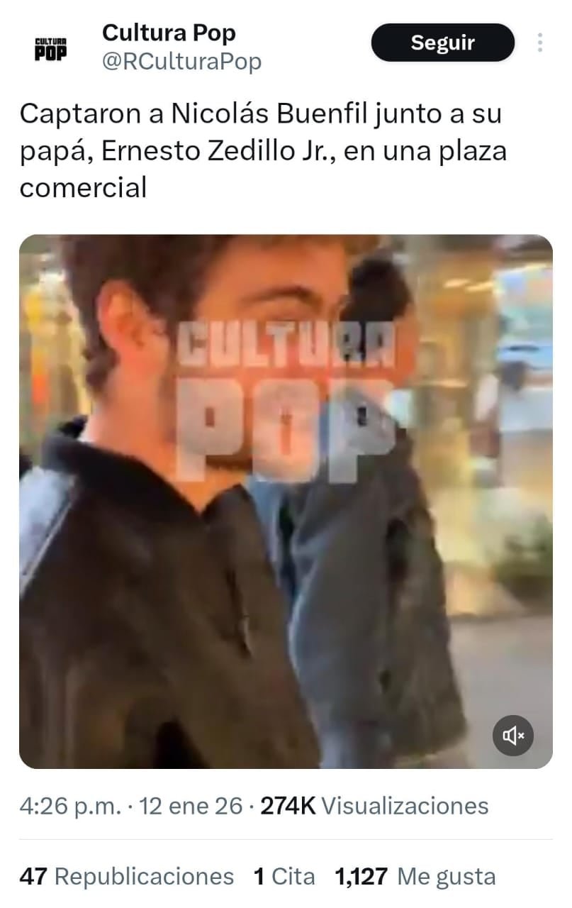 Nicolás Buenfil y Ernesto Zedillo Jr. fueron captados juntos en una plaza de la CDMX. (Captura de pantalla / X)