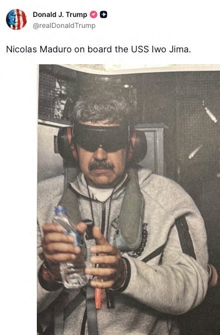 La imagen del dictador Nicolás Maduro, tras ser capturado por Estados Unidos