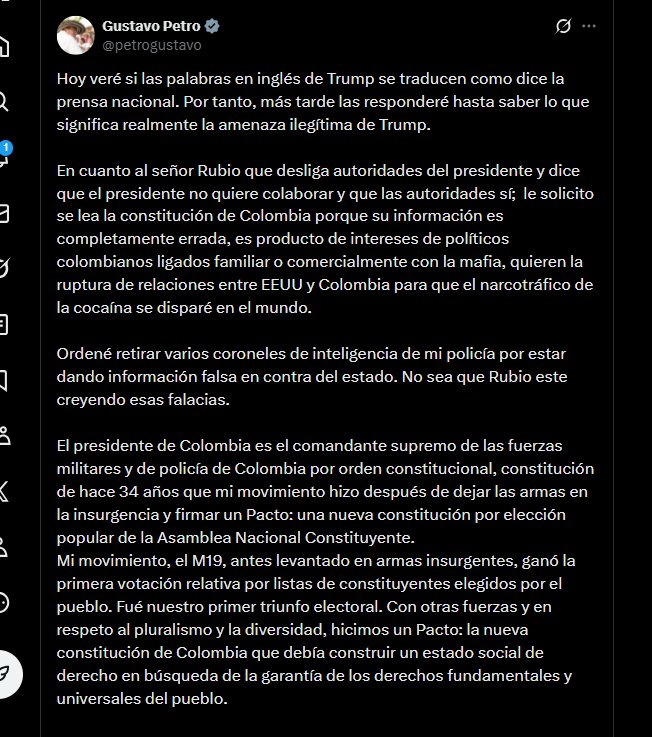 Petro señaló que el es un presidente elegido de forma legítima - crédito @petrogustavo/X