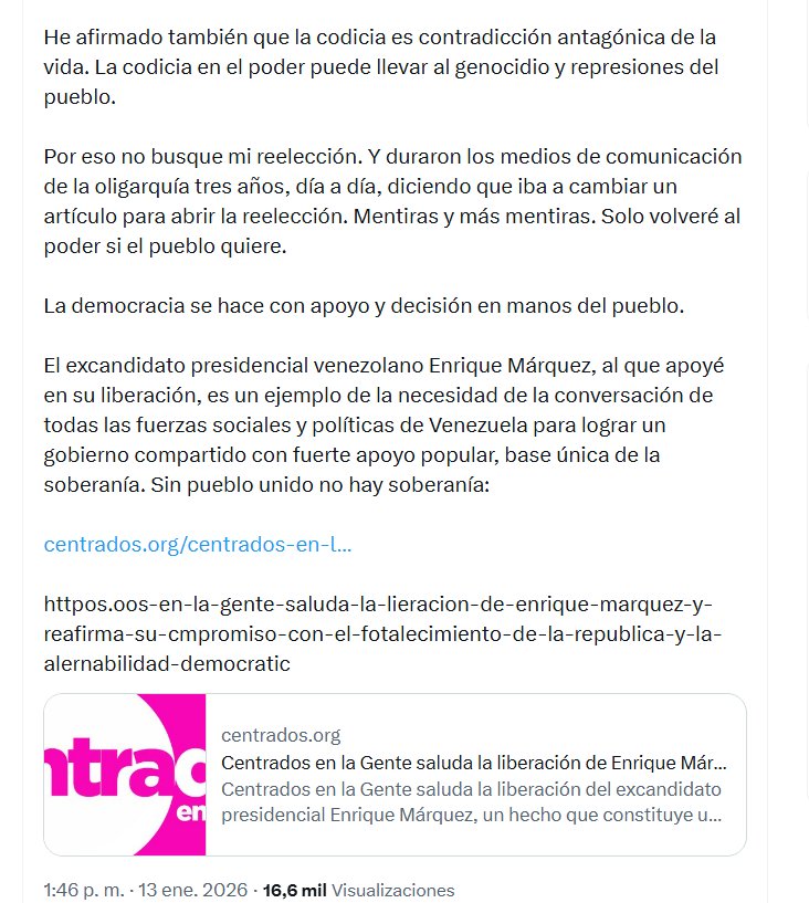 Petro habló de historia, silencios y prensa sobre su gestión para la liberación de presos políticos en Venezuela, y dejó claro que no espera reconocimientos inmediatos - crédito @petrogustavo/X